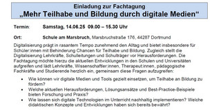 Ankündigung Fachtagung am 14.06.25 zum Thema Mehr Teilhabe und Bildung durch digitale Medien